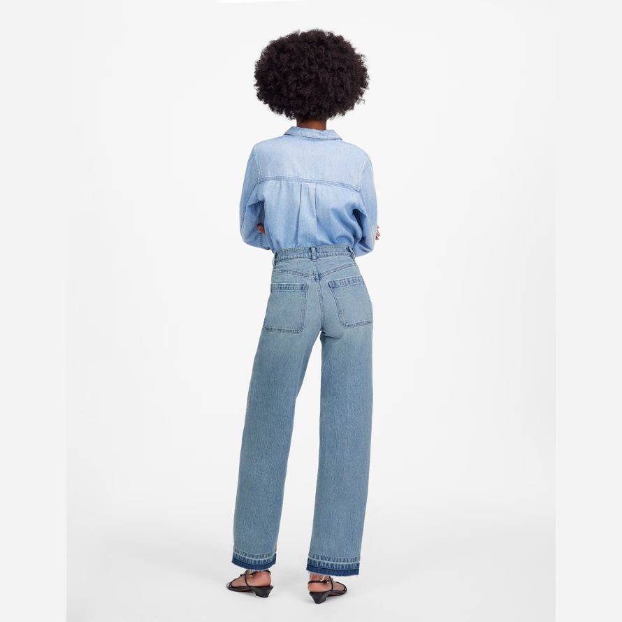 blau madewell emmett wide-leg stich womens jeans
