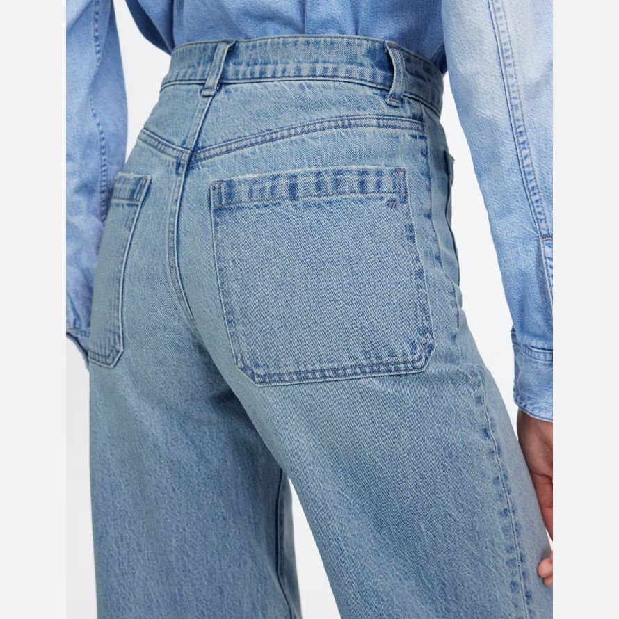 blau madewell emmett wide-leg stich womens jeans
