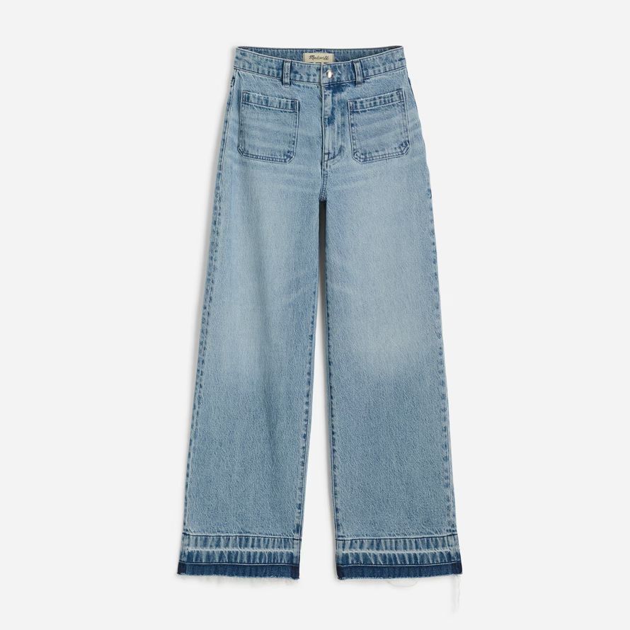 blau madewell emmett wide-leg stich womens jeans