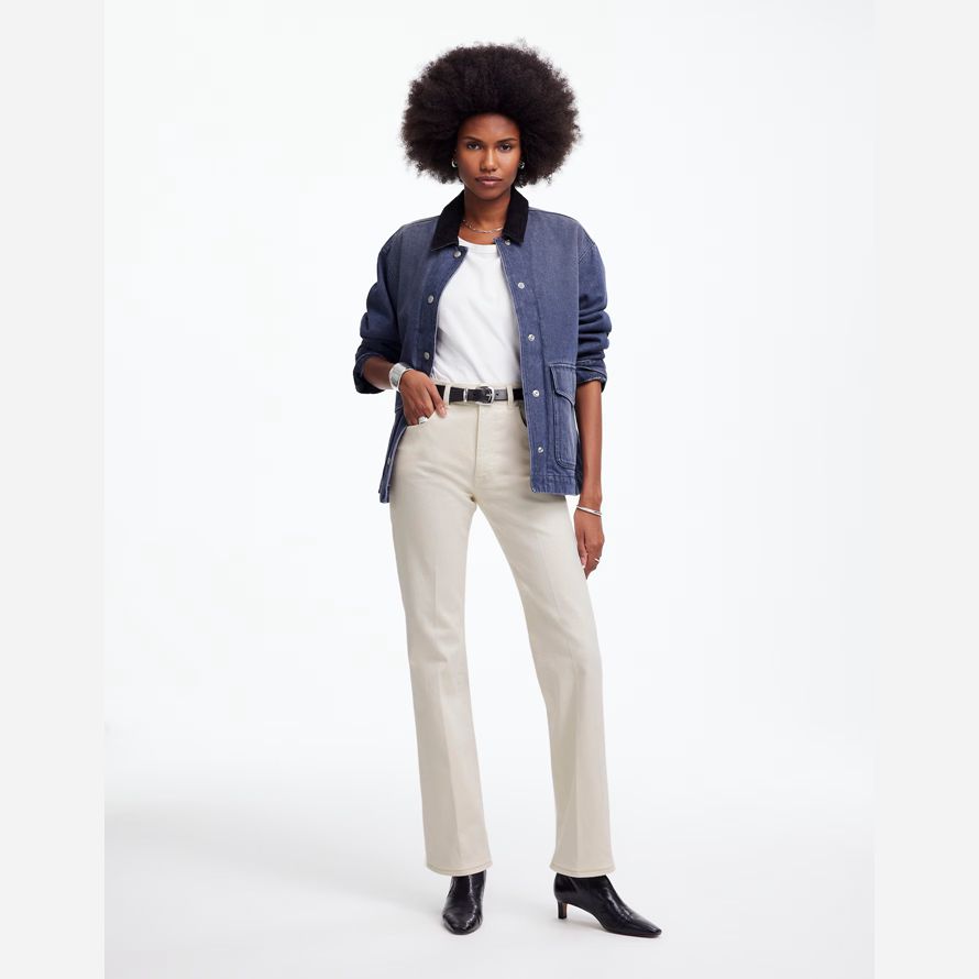 creme madewell relaxed bootcut damen jeans