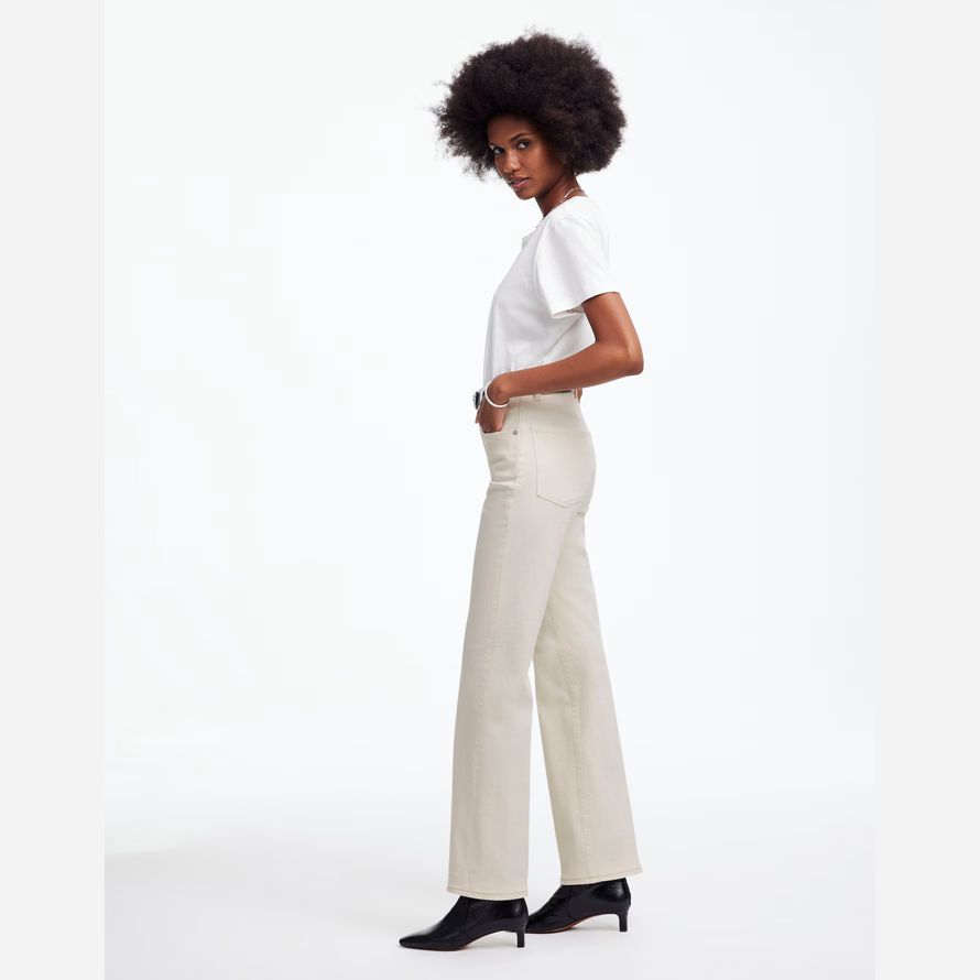 creme madewell relaxed bootcut damen jeans