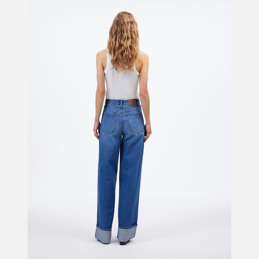 blau damen madewell superwide-leg jeans