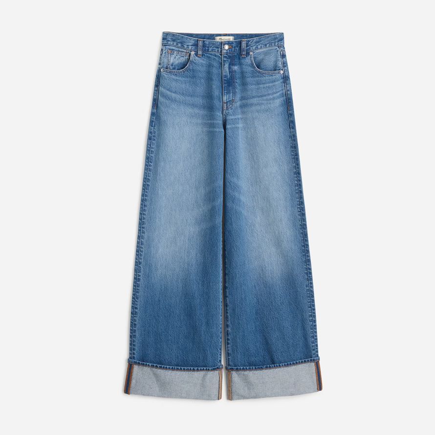 blau damen madewell superwide-leg jeans