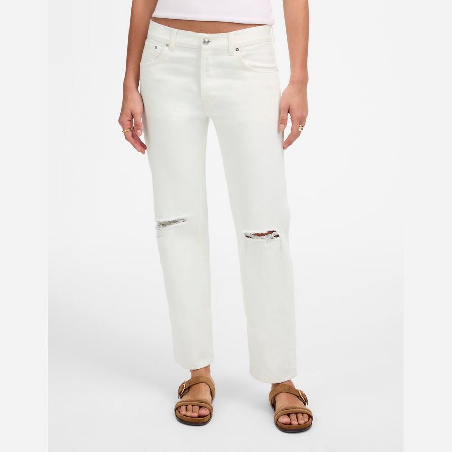 madewell dekan einfach straight crop womens jeans weiß