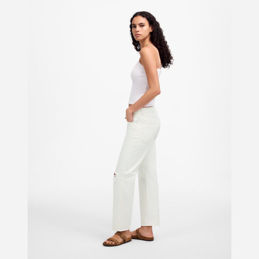 madewell dekan einfach straight crop womens jeans weiß