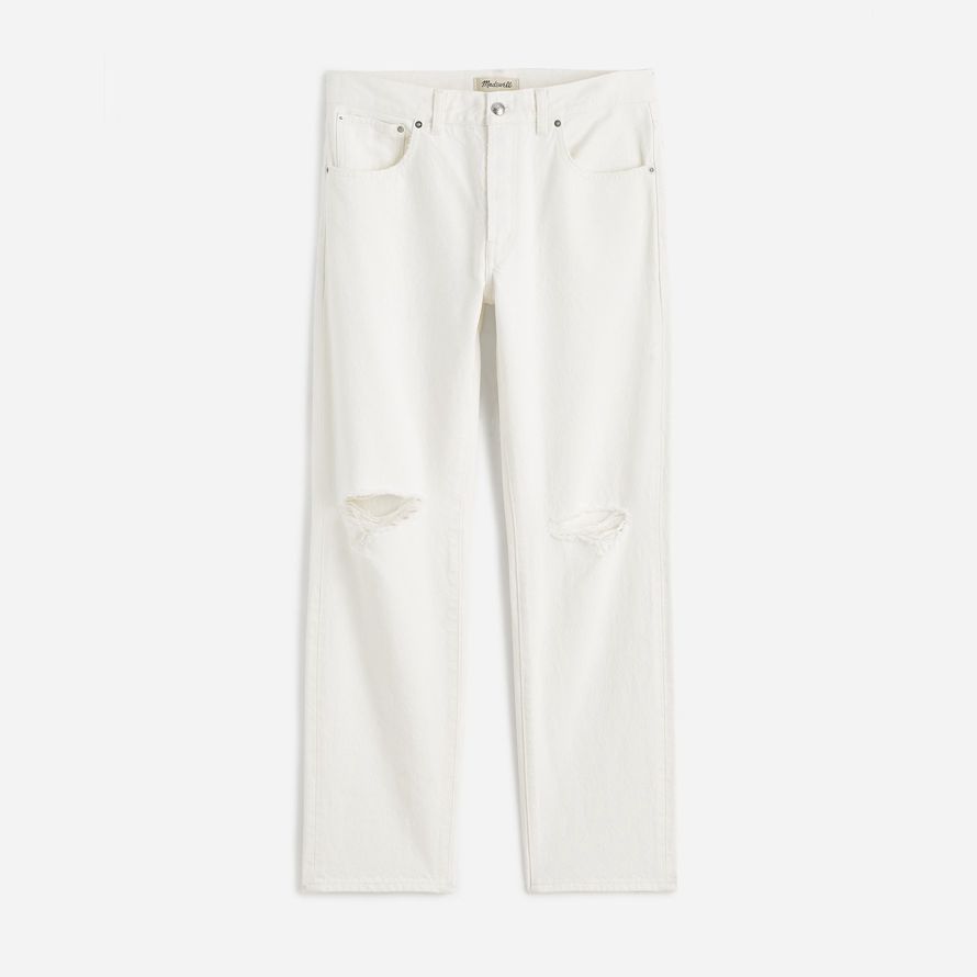 madewell dekan einfach straight crop womens jeans weiß