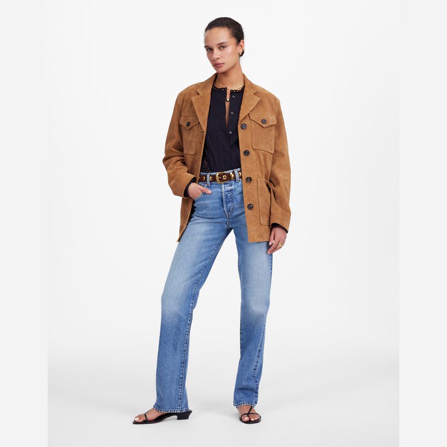 blau damen madewell die longline straight jeans