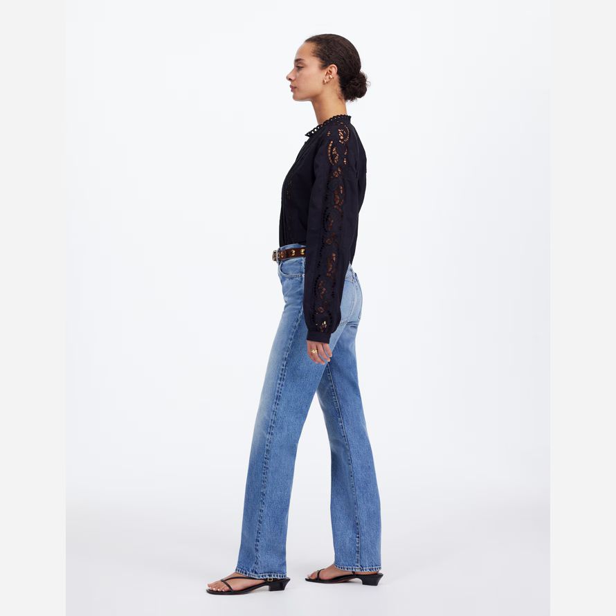 blau damen madewell die longline straight jeans