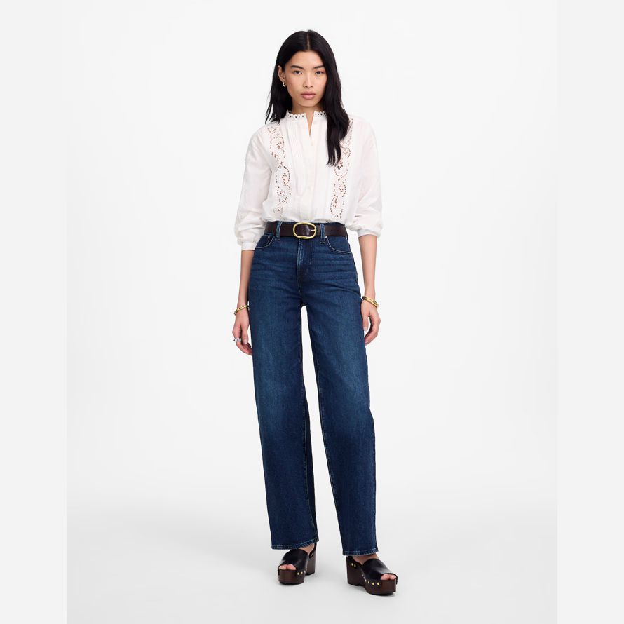 damen madewell das perfekte vintage-jeans mit weitem bein navy
