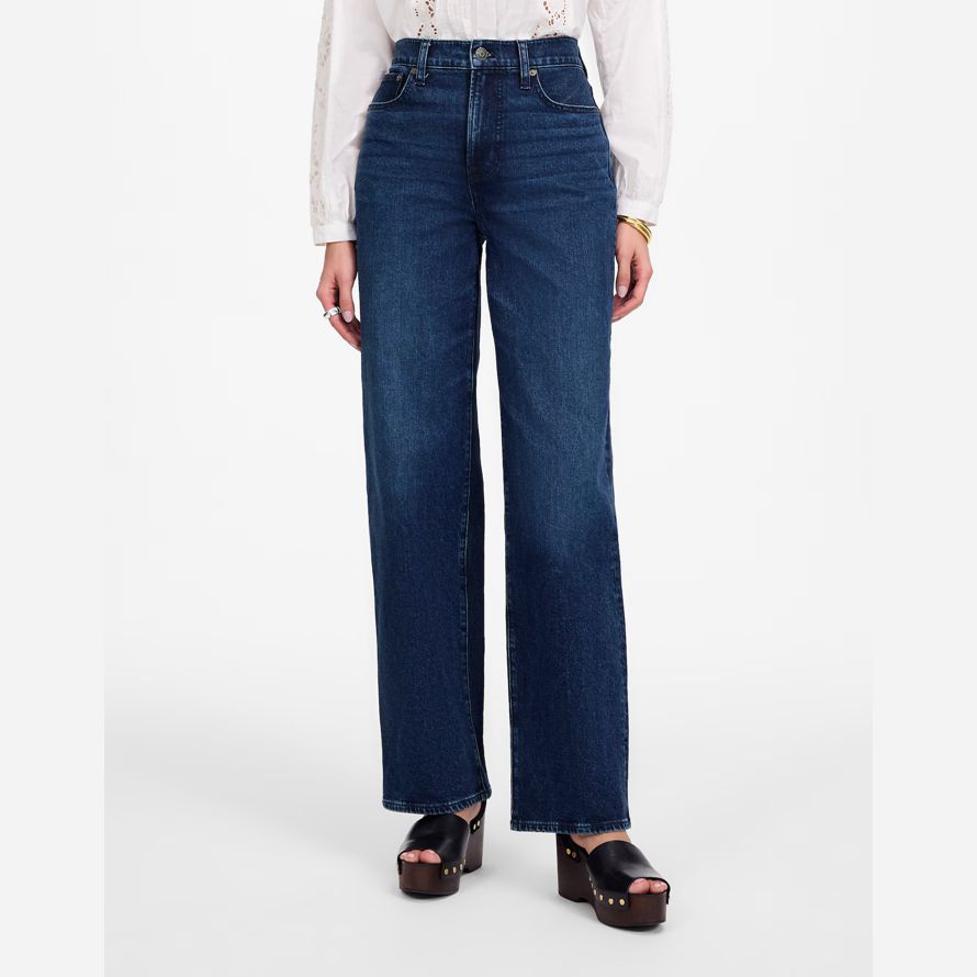 damen madewell das perfekte vintage-jeans mit weitem bein navy