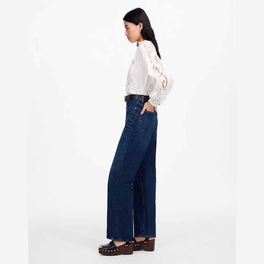 damen madewell das perfekte vintage-jeans mit weitem bein navy