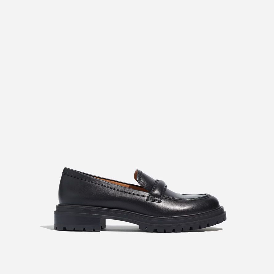 black womens madewell bradley lugsole leder loafer