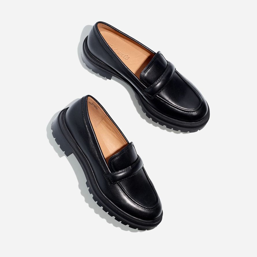 black womens madewell bradley lugsole leder loafer