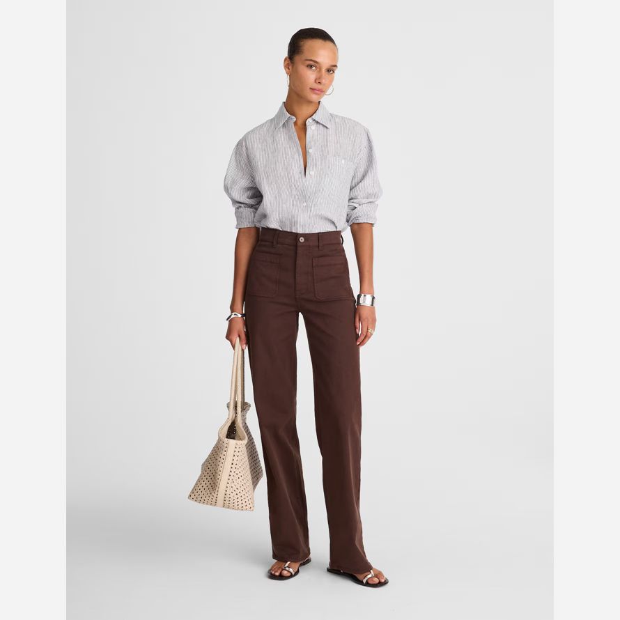 dunkelbraun madewell die emmett wide-leg womens pants