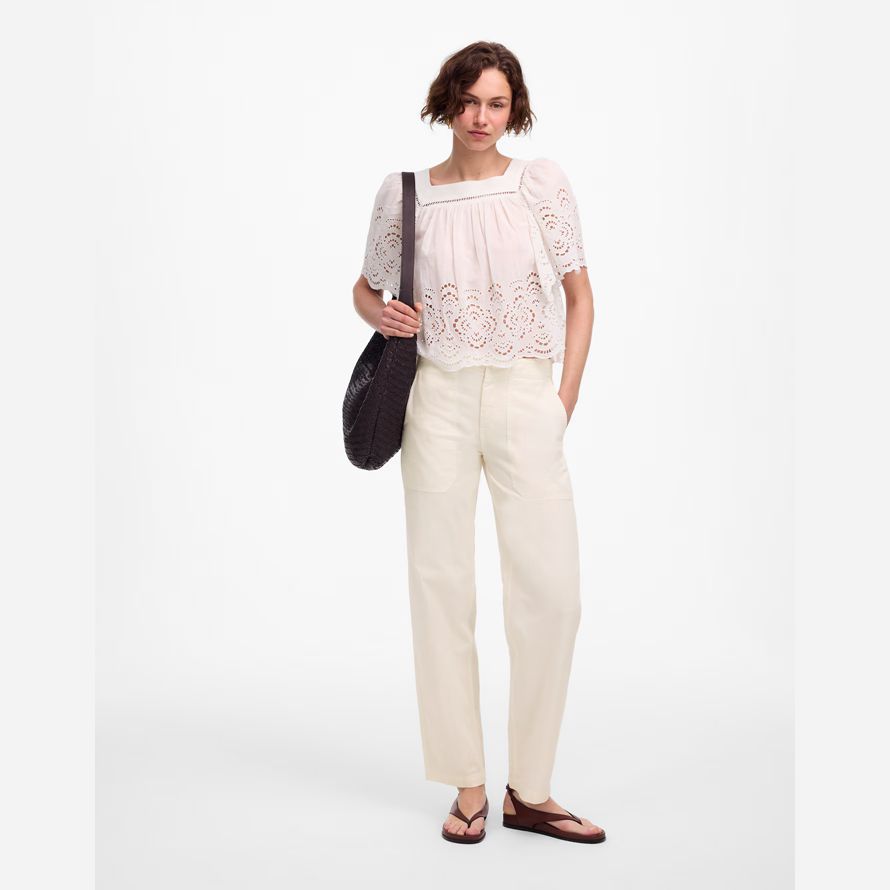 creme madewell tapered-leg-dienstprogramm damen hosen