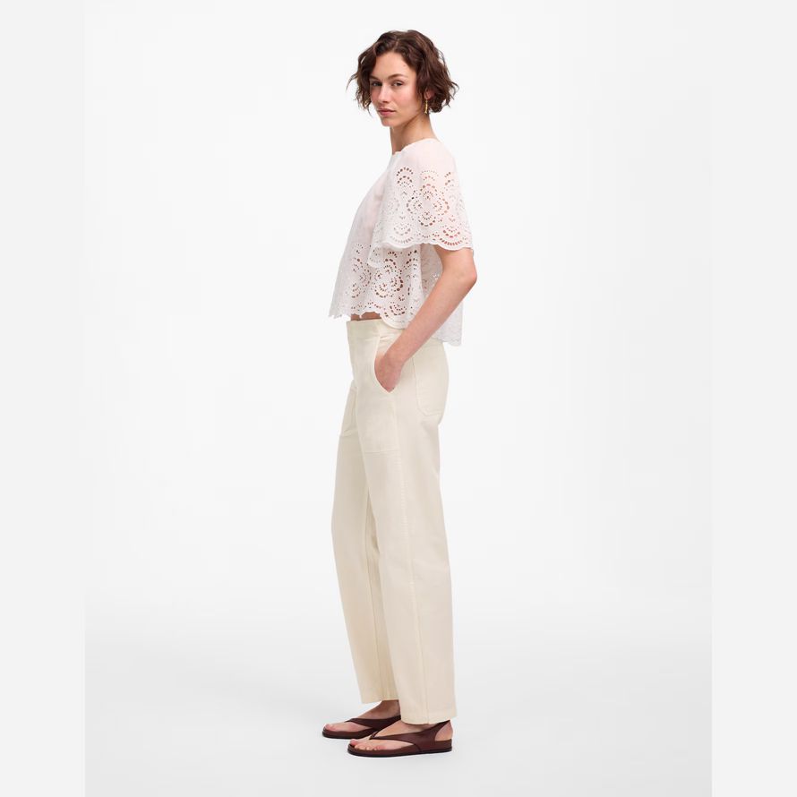 creme madewell tapered-leg-dienstprogramm damen hosen