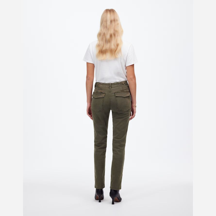 olive womens madewell slim straight utility pants