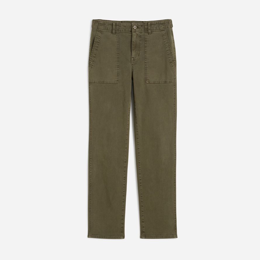olive womens madewell slim straight utility pants