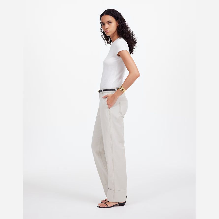damen madewell dekan easy straight pants white