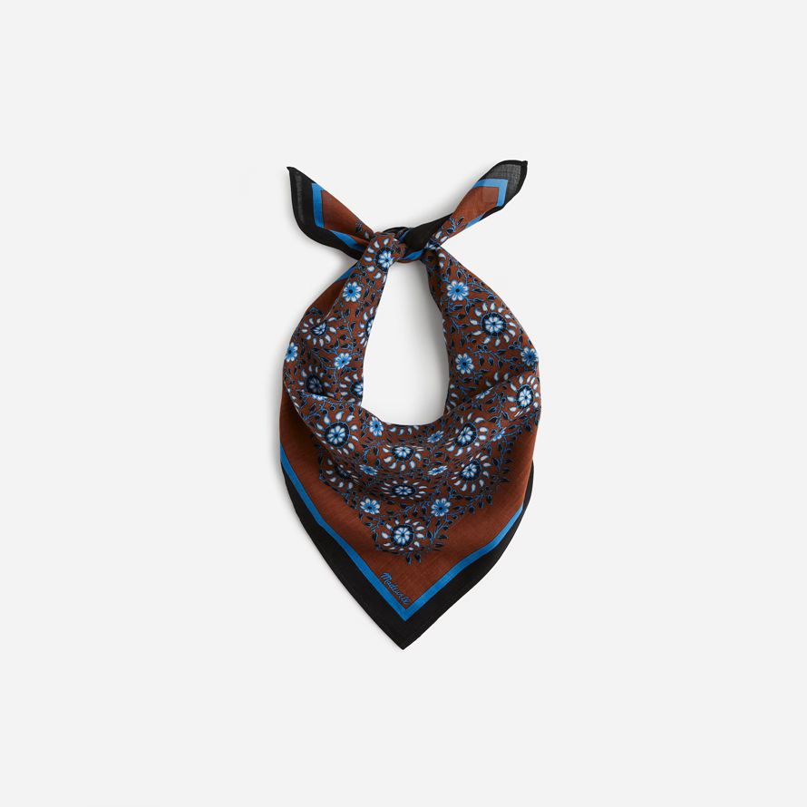 dark brown blue madewell bio-baumwolle damen schal