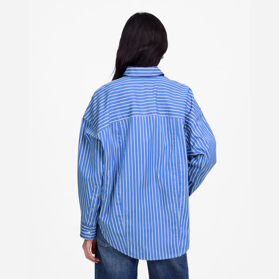 damen madewell popeline Übergroße lange button-up-shirts blau weiß
