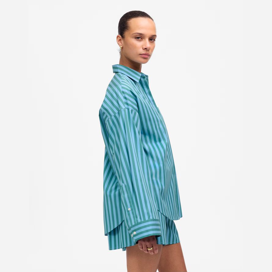 blau grün damen madewell boxy button-up-shirts