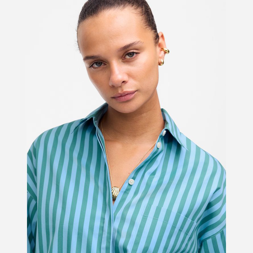 blau grün damen madewell boxy button-up-shirts