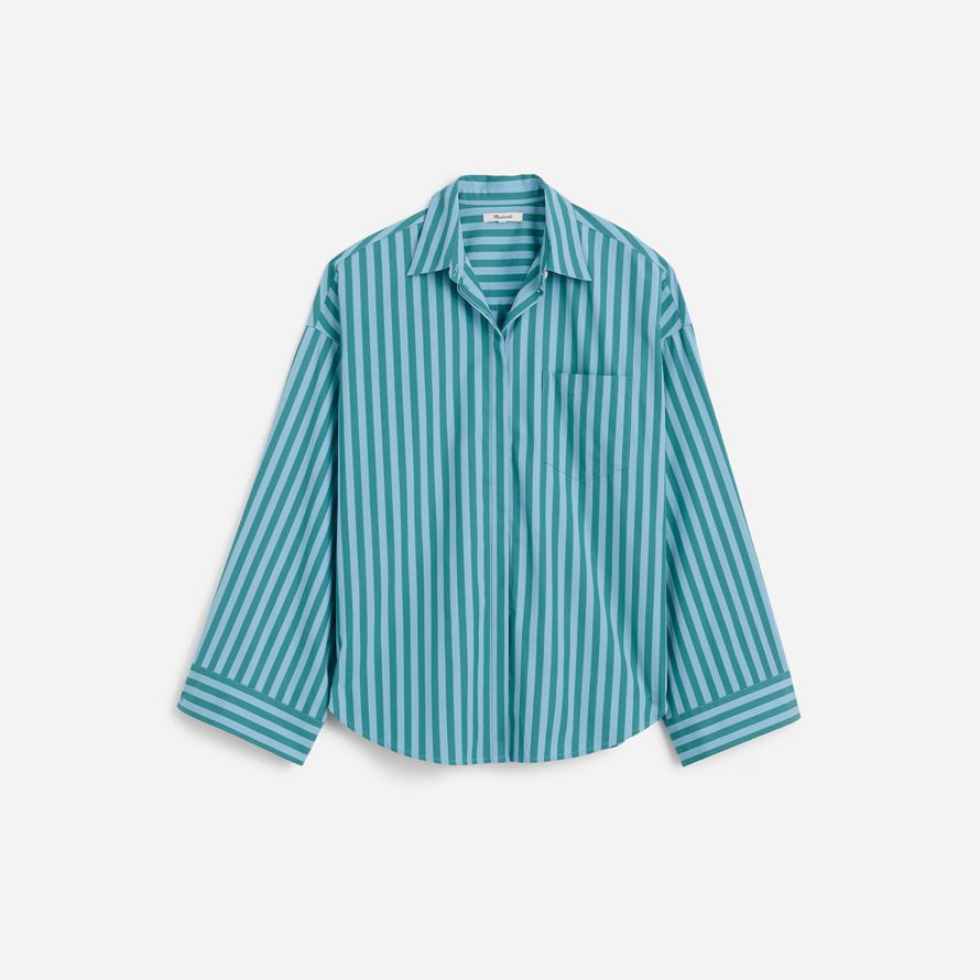 blau grün damen madewell boxy button-up-shirts