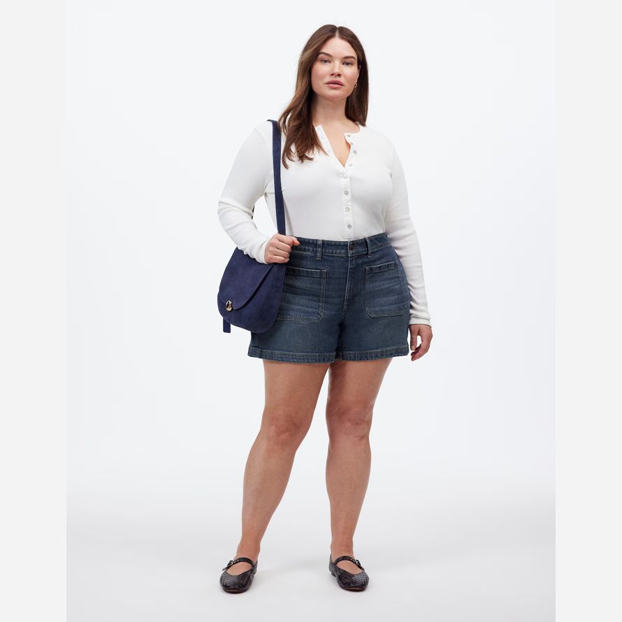 dark blue madewell plus denim emmett womens shorts