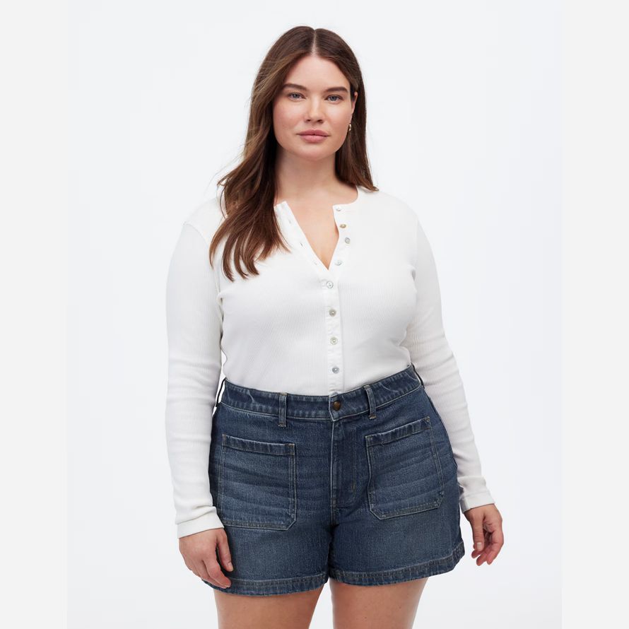 dark blue madewell plus denim emmett womens shorts