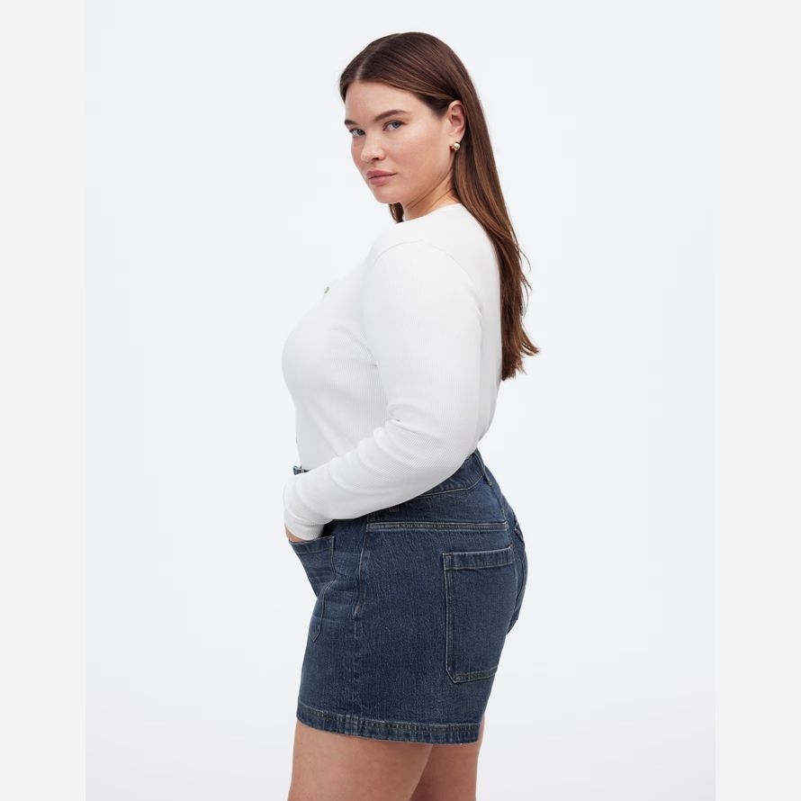 dark blue madewell plus denim emmett womens shorts
