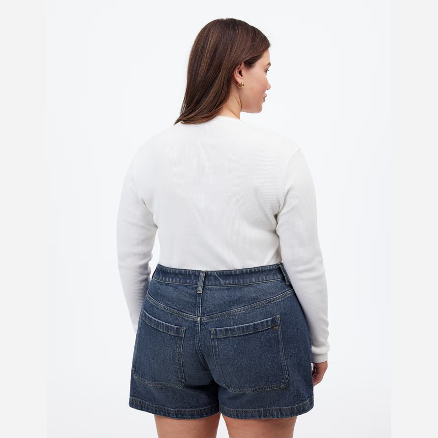 dark blue madewell plus denim emmett womens shorts