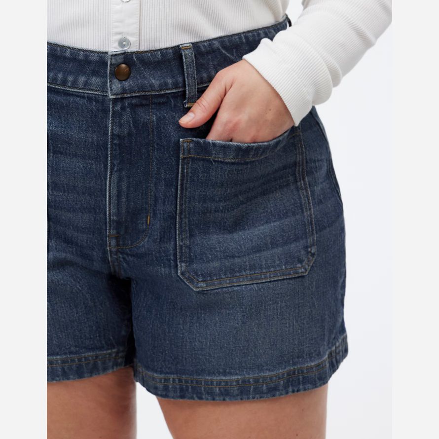 dark blue madewell plus denim emmett womens shorts