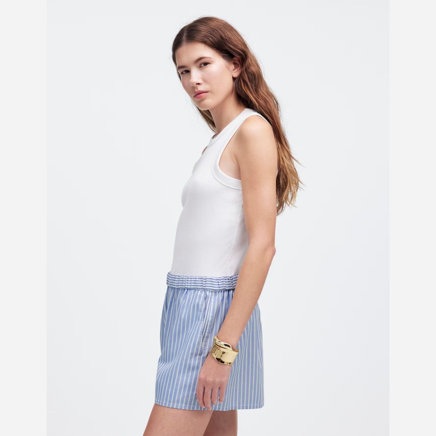 damen madewell pull-on shorts-blau weiß