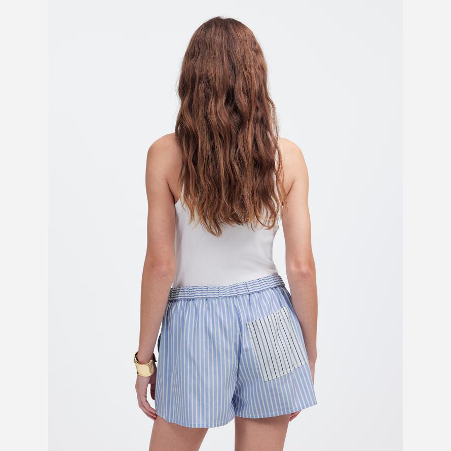damen madewell pull-on shorts-blau weiß