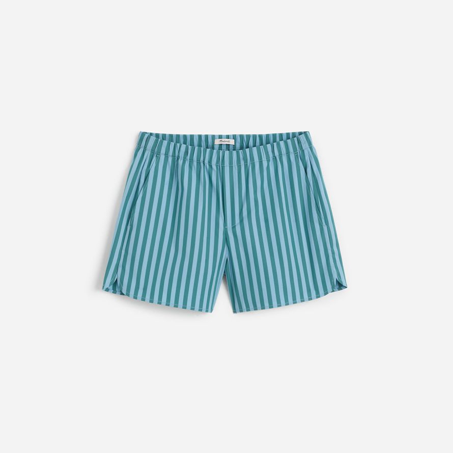 madewell gebogenen saum pull-on damen shorts blau grün