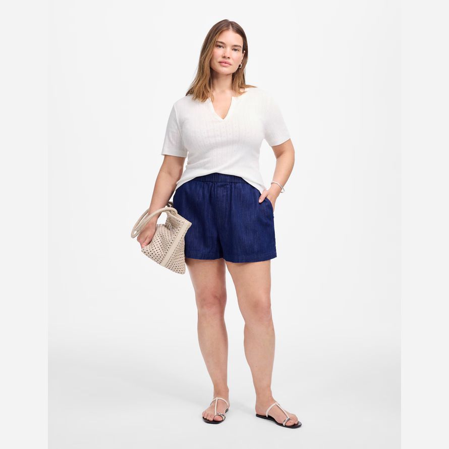 dark blue madewell womens plus denim pull-on shorts