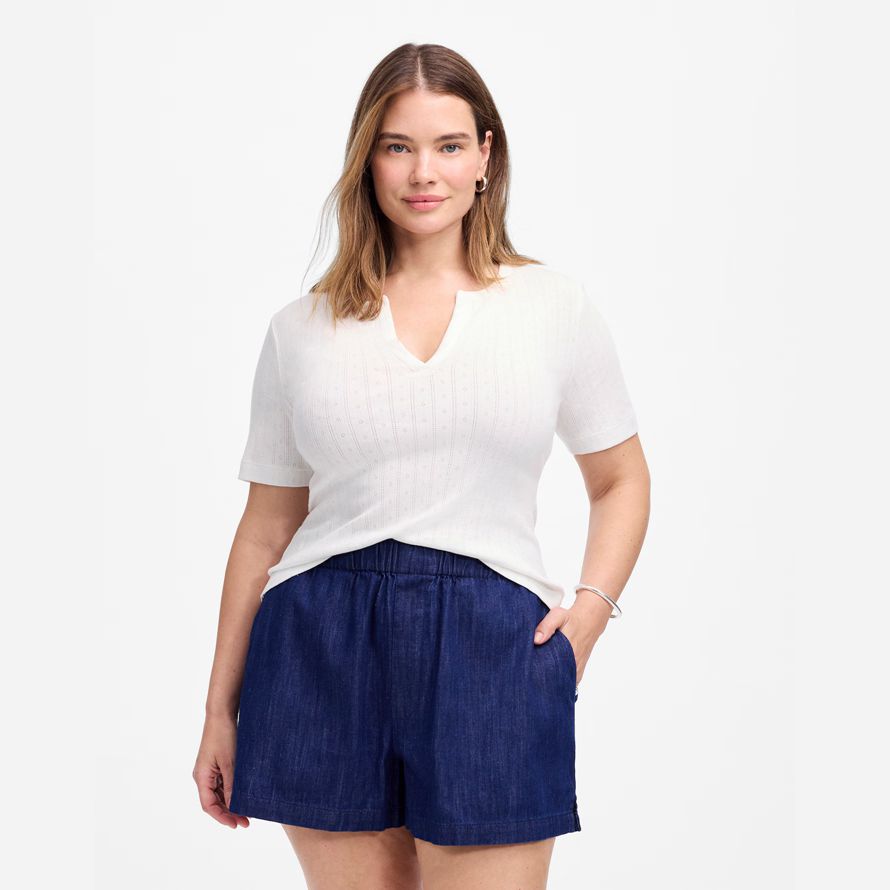 dark blue madewell womens plus denim pull-on shorts