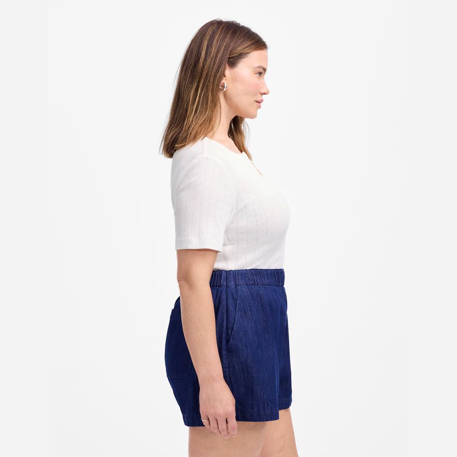 dark blue madewell womens plus denim pull-on shorts