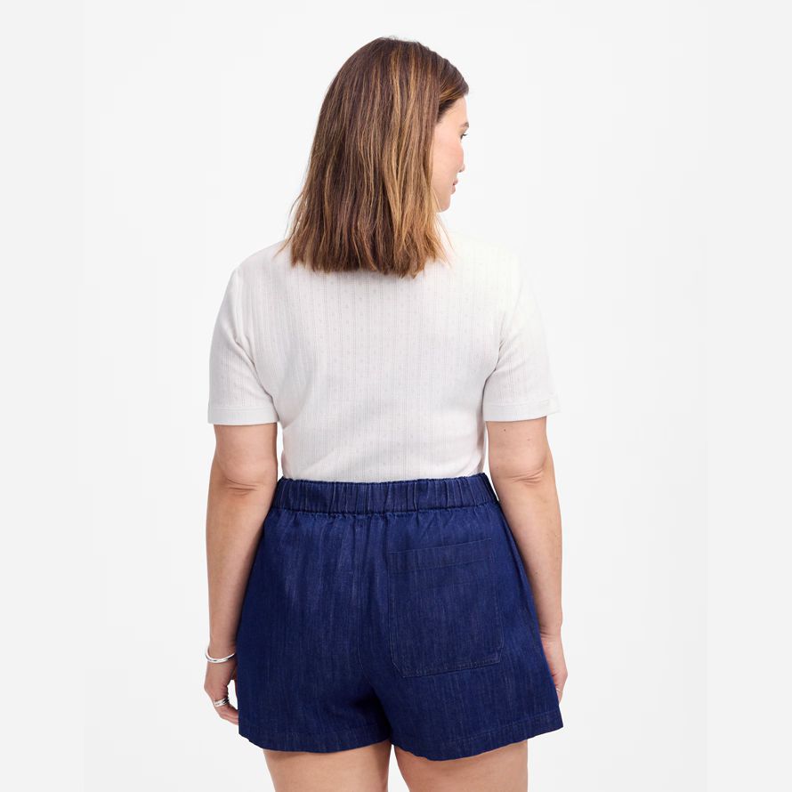 dark blue madewell womens plus denim pull-on shorts