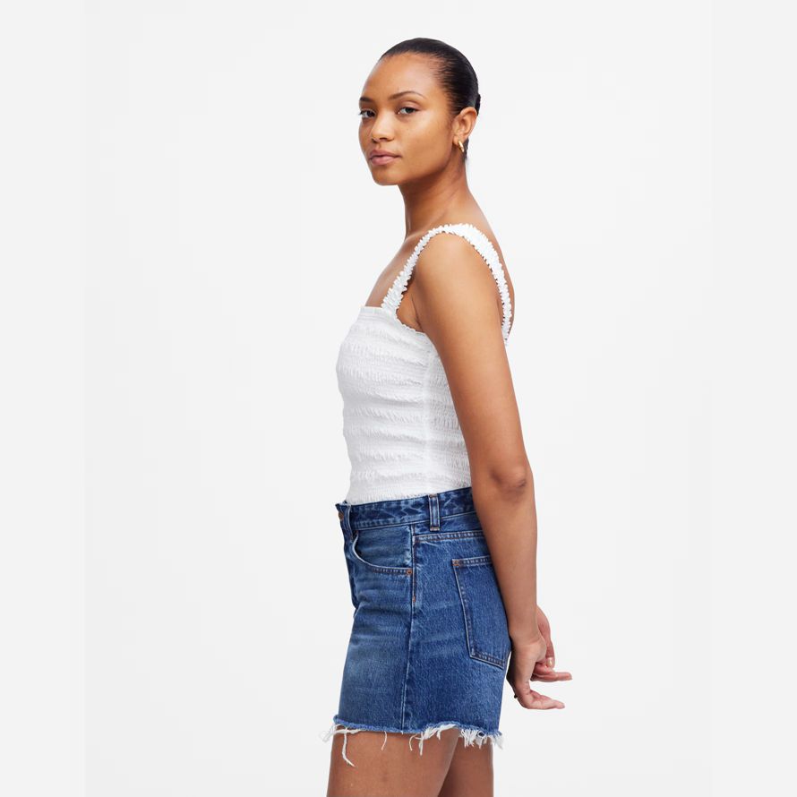 blau damen madewell dem curvy brynn lange-shorts
