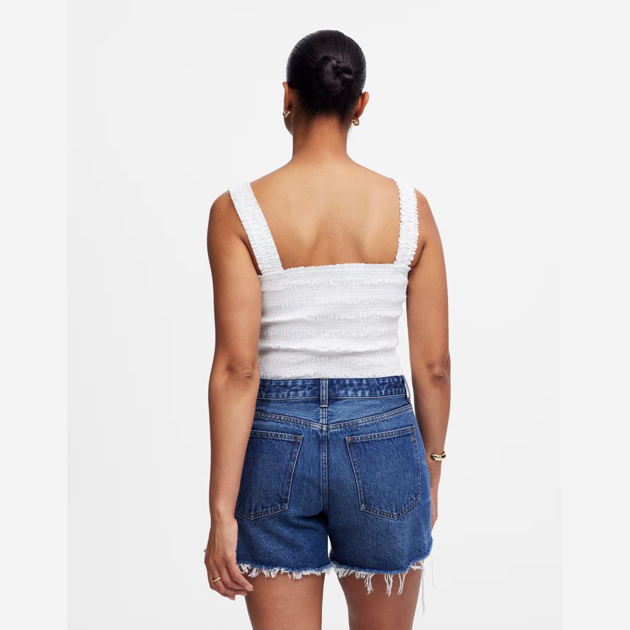 blau damen madewell dem curvy brynn lange-shorts