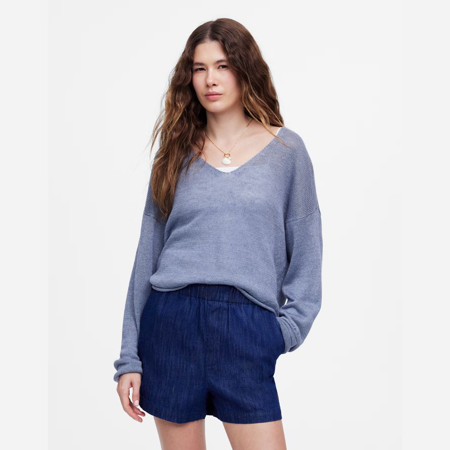 dark blue madewell denim pull-on damen shorts