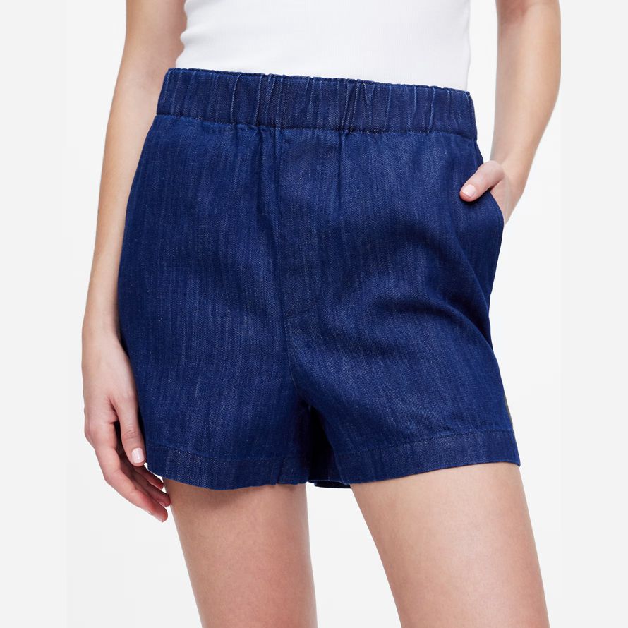 dark blue madewell denim pull-on damen shorts