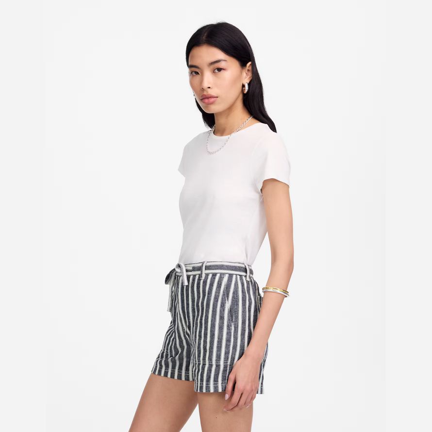 navy white madewell pull-on drawstring womens shorts