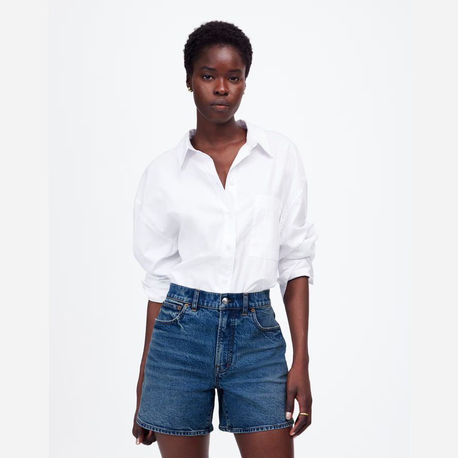 blau madewell das perfekte vintage-mid-länge denim damen shorts