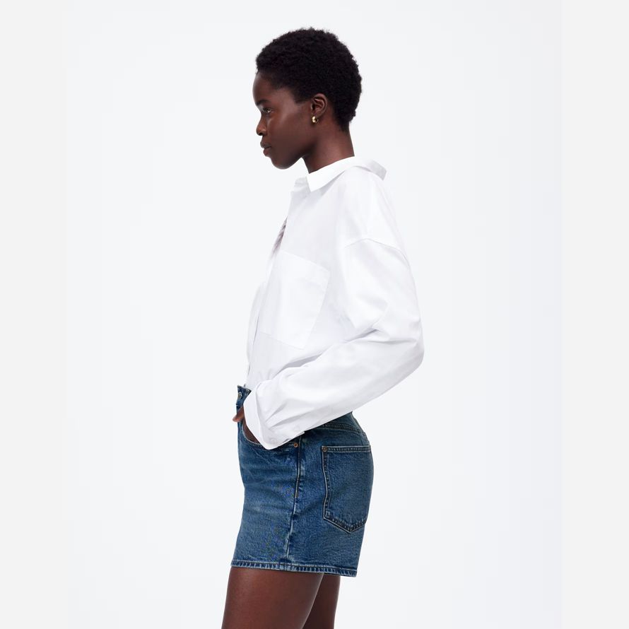 blau madewell das perfekte vintage-mid-länge denim damen shorts