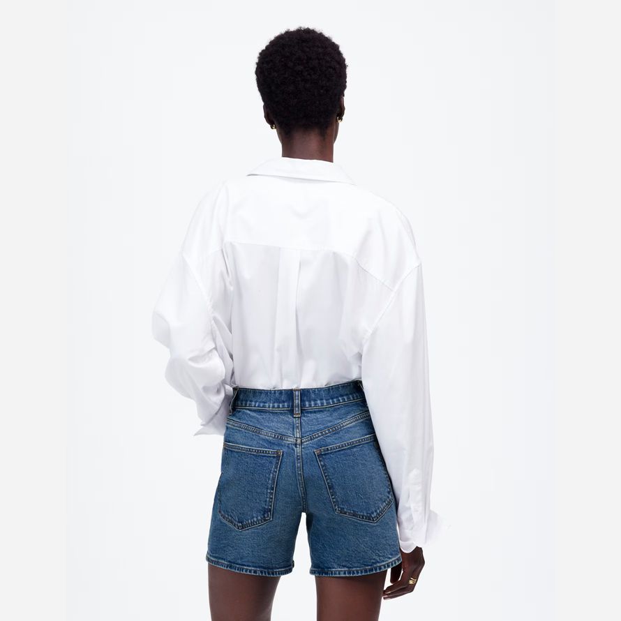 blau madewell das perfekte vintage-mid-länge denim damen shorts