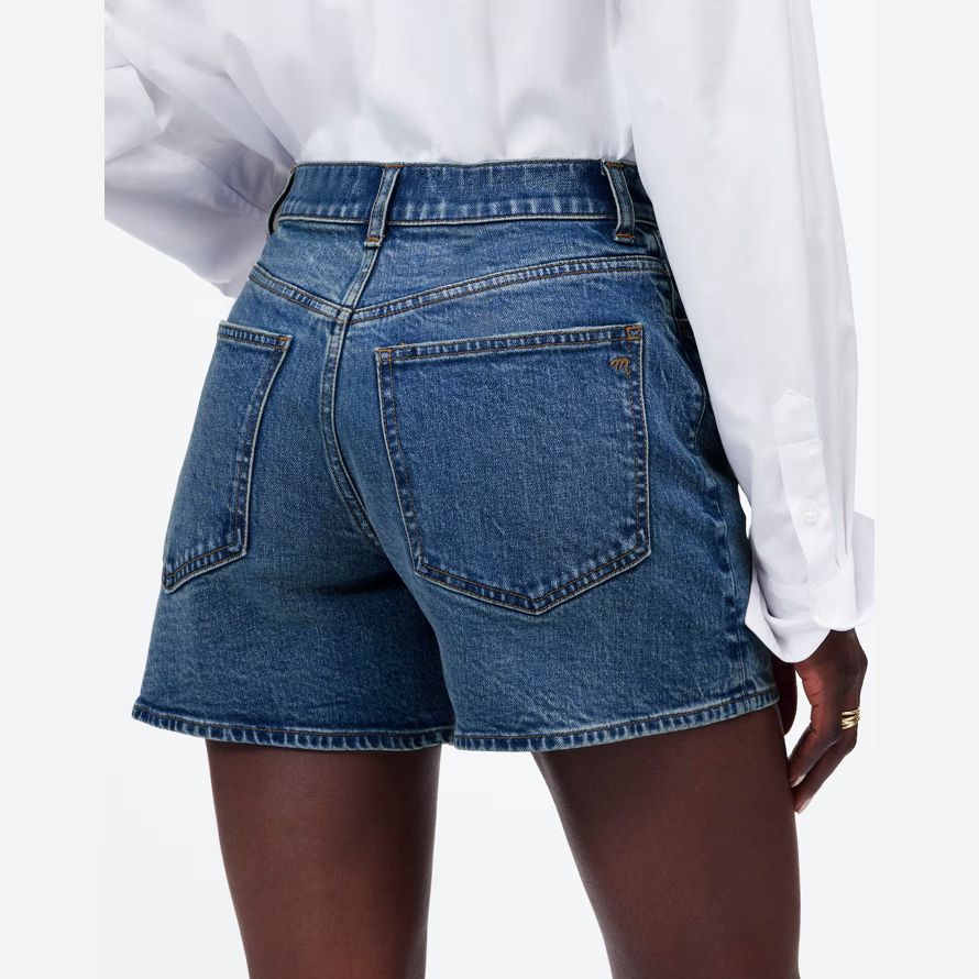 blau madewell das perfekte vintage-mid-länge denim damen shorts