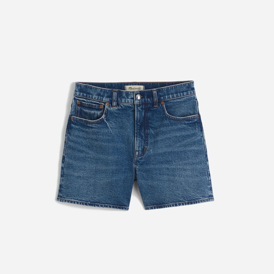 blau madewell das perfekte vintage-mid-länge denim damen shorts